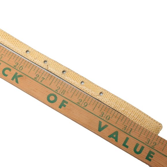 Vintage YSL Yves Saint Laurent Skinny Snakeskin Belt Yellow Beige 80s Designer - Picture 6 of 10